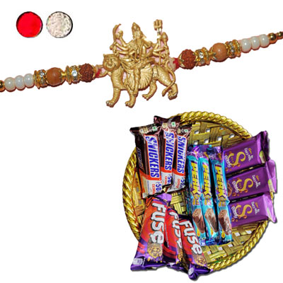 "Rakhi - ZR-5400 A-072 (Single Rakhi),  Choco Thali - code RC04 - Click here to View more details about this Product